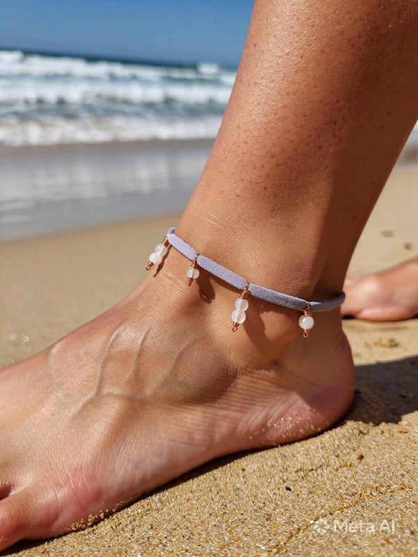 Bracelet de cheville en quartz rose