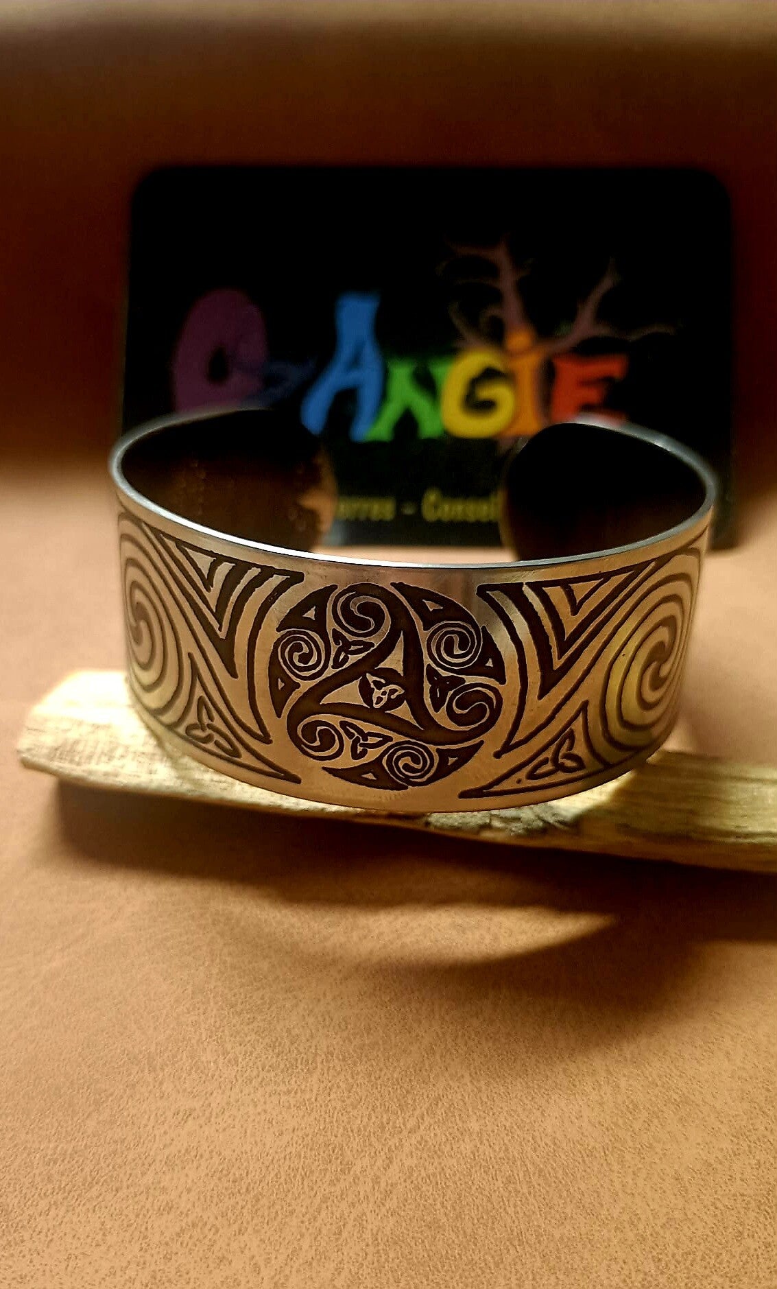 Bracelet manchette "Triskel d'argent"