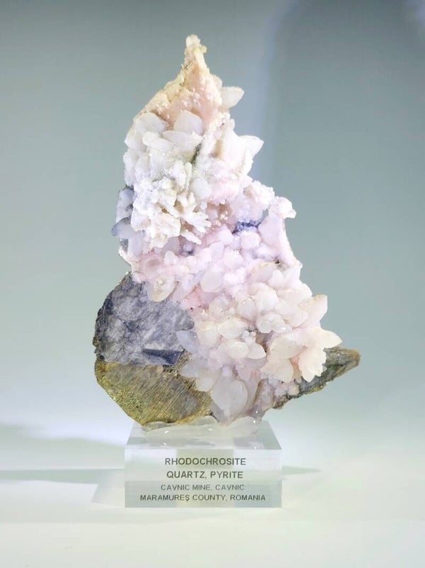 Rhodochrosiet met Kwarts en Pyriet - Roemenië