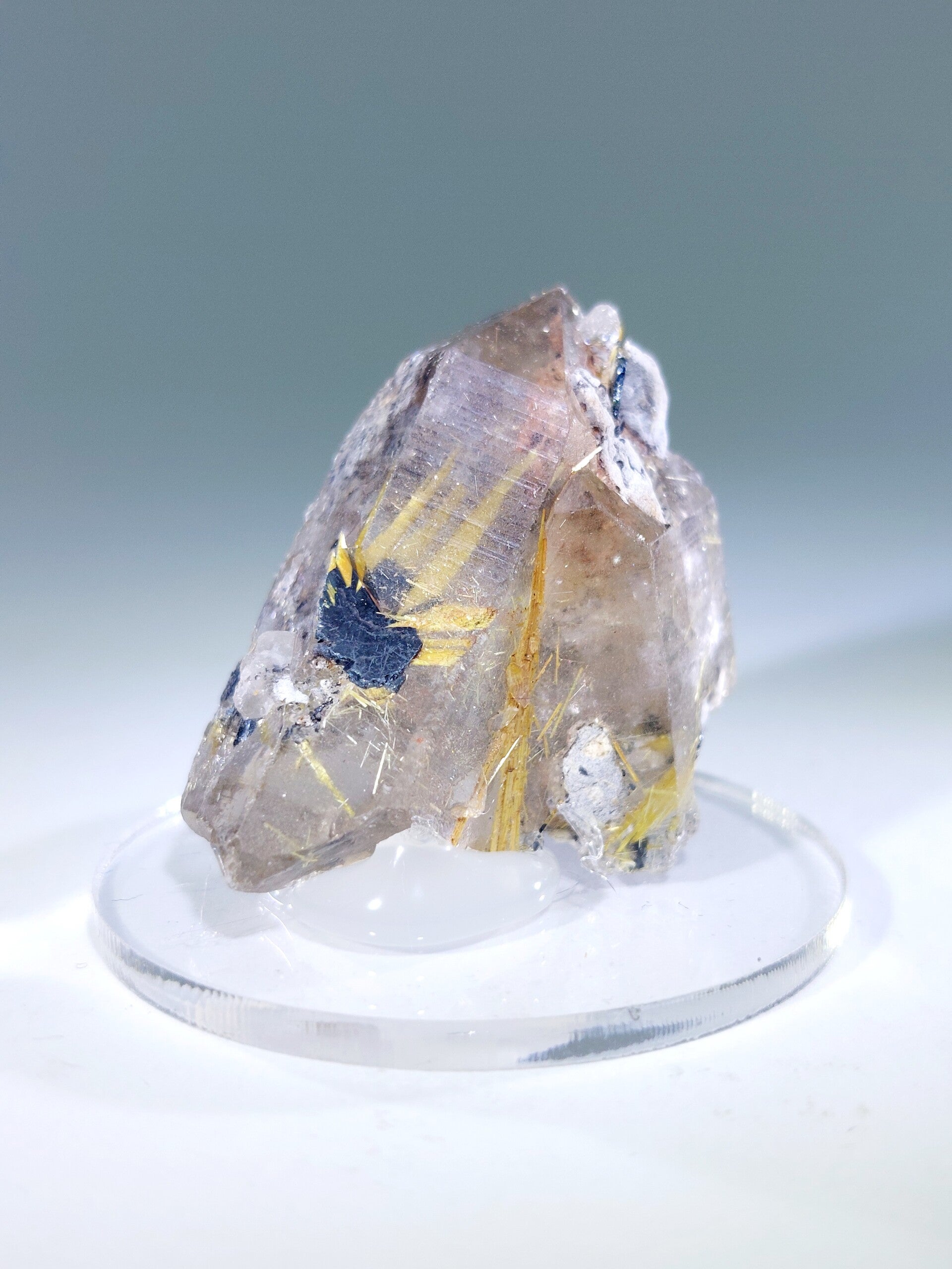 Kwarts met Hematiet en Rutiel insluitsels - Brazilië