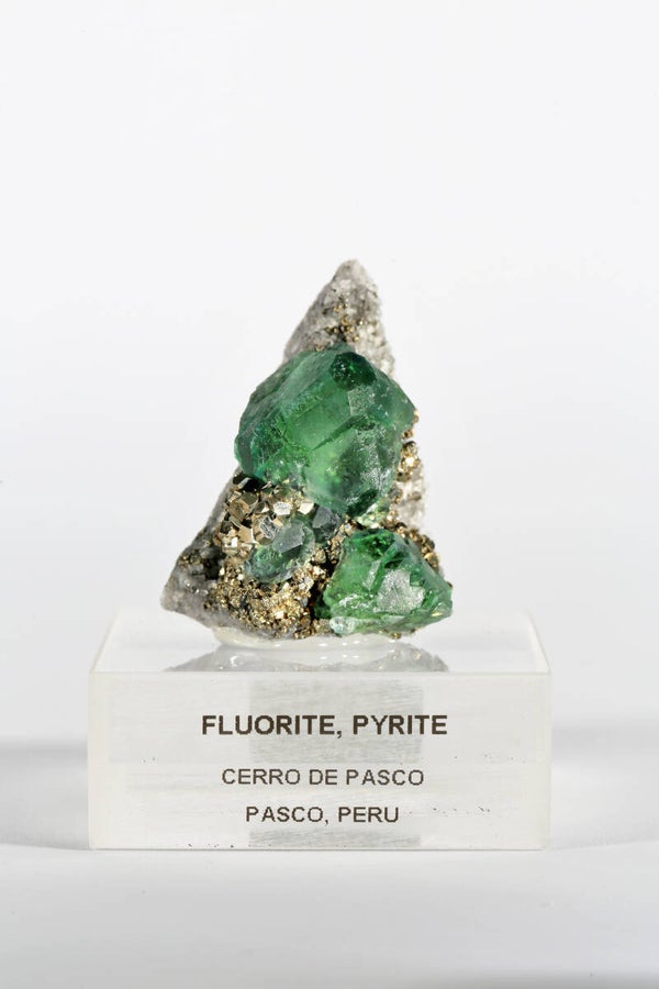 Fluoriet met Pyriet op Kwarts matrix - Peru