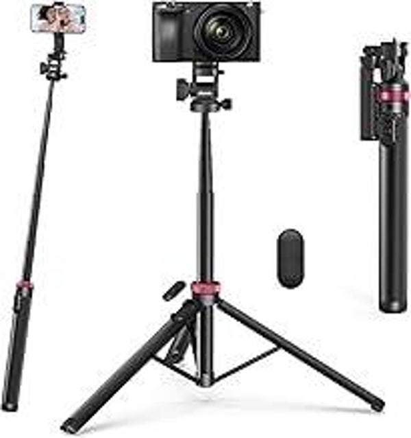 ULANZI MT-78 185cm Extendable Phone Tripod Stand | 72.83" Selfie Stick with Bluetooth Remote & 360° Ball Head  3-in-1 DSLR Camera Tripod with Quick Release Plate & Cold Shoe for iPhone, Sony, Canon