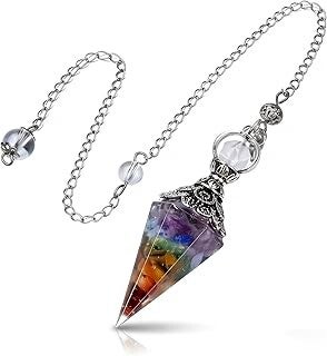 Chakra Healing Crystal Pendulum for Divination & Ghost Hunting | Vintage Hexagonal Reiki Gemstone Point Pendant for Dowsing, Scrying & Meditation, Wicca Altar Supplies & Spiritual Guidance