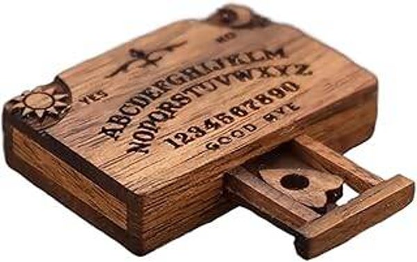 Wooden Talking Spirit Board With Planchette, Tiny Ouija Board, Wooden Ouija Board Miniature Model