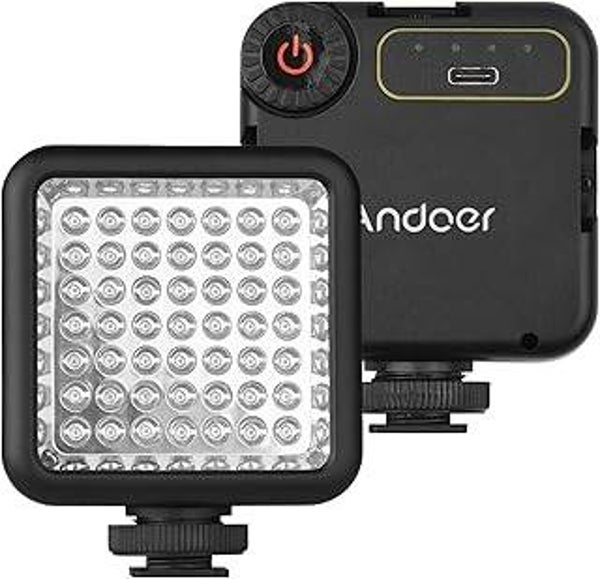 R49S Mini IR Night Vision Light with 3 Cold Shoe Mounts - Rechargeable Infrared Photography Video Camcorder Illuminator for Vlogging