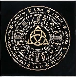 Namvo Altar Cloth – Triple Astrology Pentagram Wheel of the Year Tarot Tablecloth for Divination, Witchcraft & Spiritual Rituals