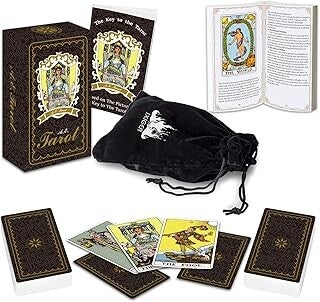 78-Piece Classic Tarot Cards Deck with Guide Book & Black Velvet Pouch – Tarot Cards for Beginners and Experienced Readers