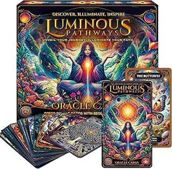 SOL 60pc Luminous Pathways Oracle Card Deck with Beginner's Guidebook – Spiritual Discovery, Meditation, Manifestation & Personal Growth