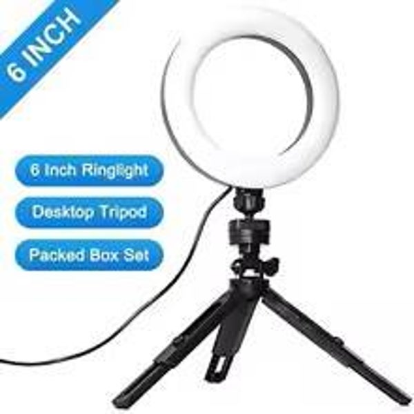 6-Inch LED Ring Light with Tripod Stand & Phone Holder – USB Dimmable Selfie Light for TikTok, YouTube, Photography & Live Streaming