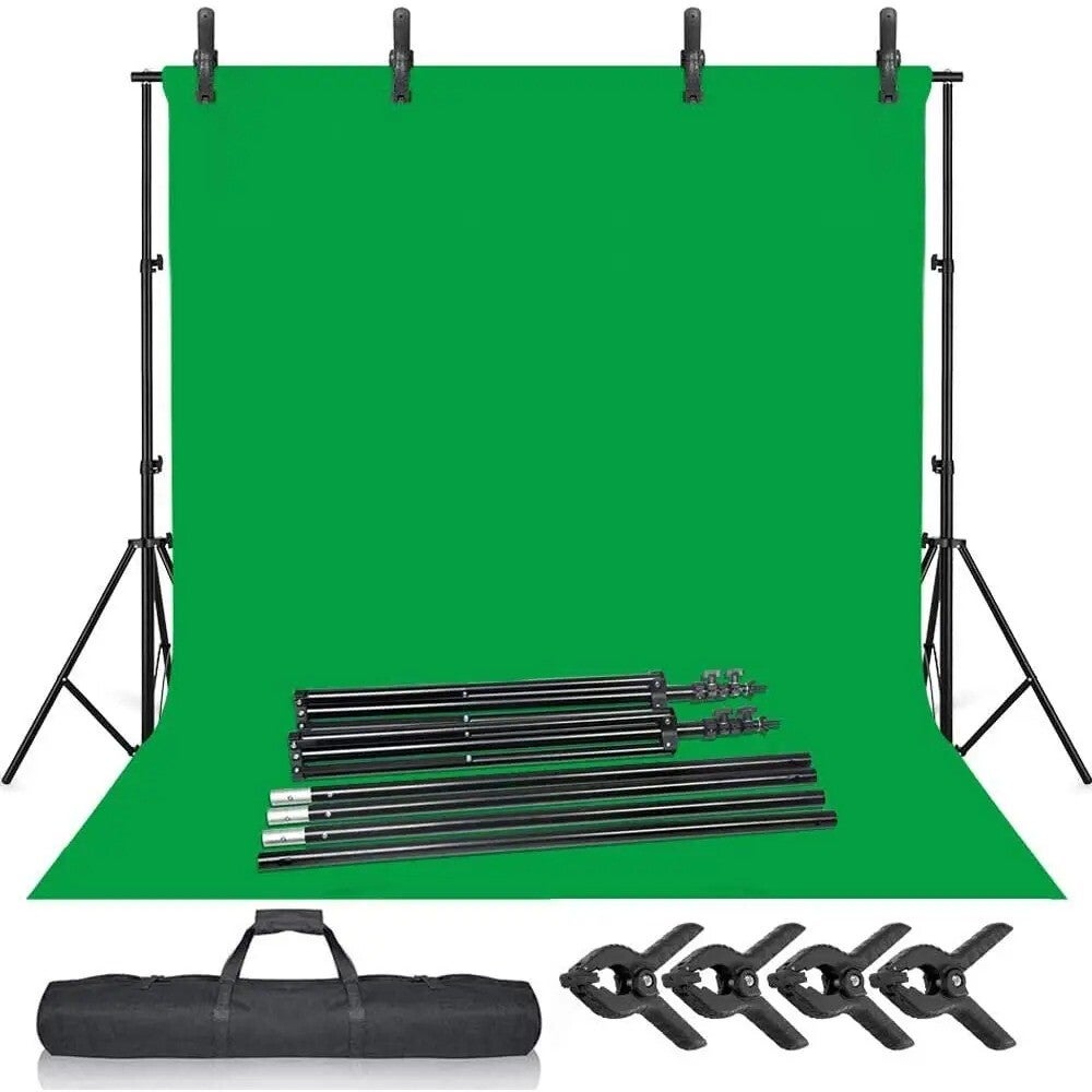 Green Screen Backdrop Stand Kit 6.5x10ft – Complete Chroma Key Background Support System with Backdrop & Clamps for Photography, Streaming & Video Production