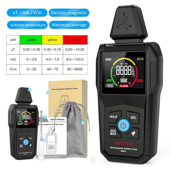 MESTEK EMF01 Electromagnetic Field Radiation Detector – Digital LCD EMF Meter for Ghost Hunting, Paranormal Investigations & Home Safety Testing