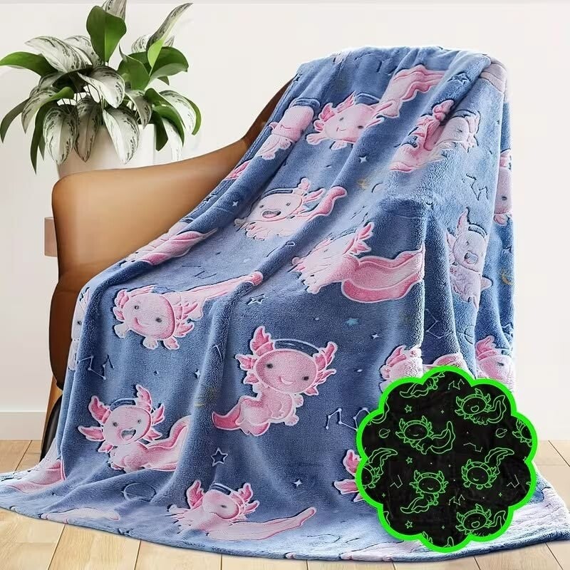 Glow in the Dark - Axolotl Flanel Deken