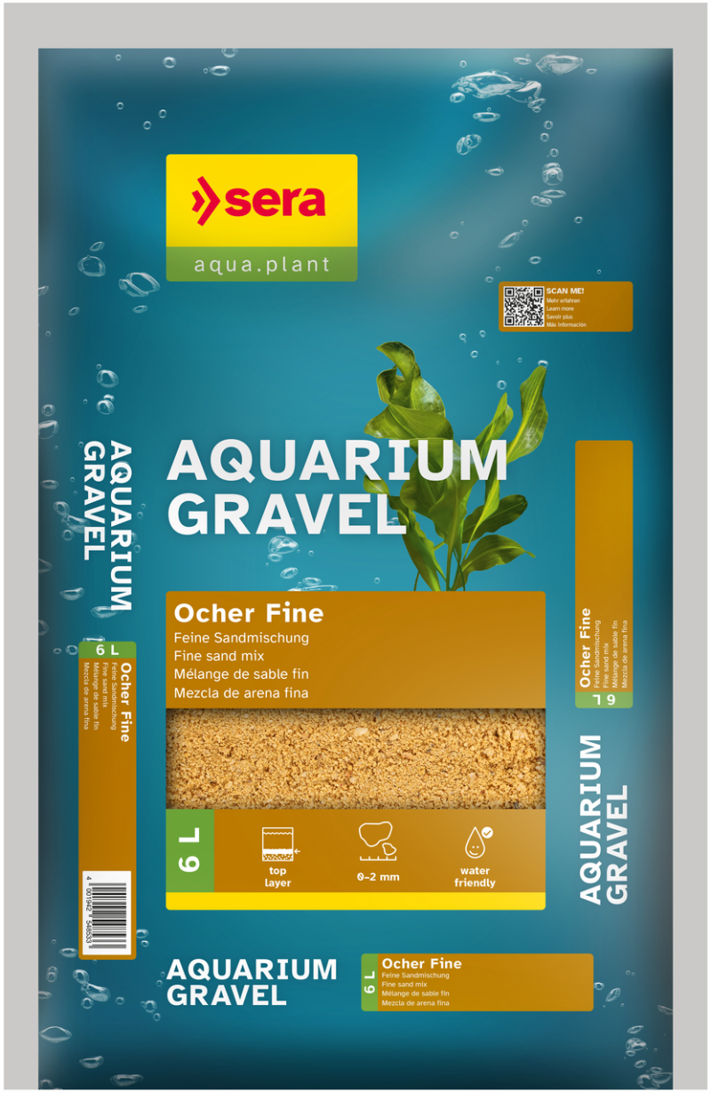 Sera Aquarium Gravel Ocher Fine okergeel fijn zandmengsel voor zoetwateraquaria.