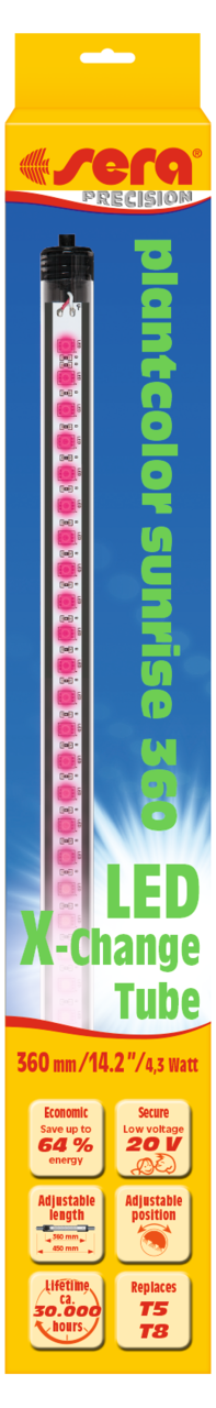 Sera LED X-Change Tube aquariumverlichting voor gezonde plantengroei in een stressvrij Axolotl verblijf.