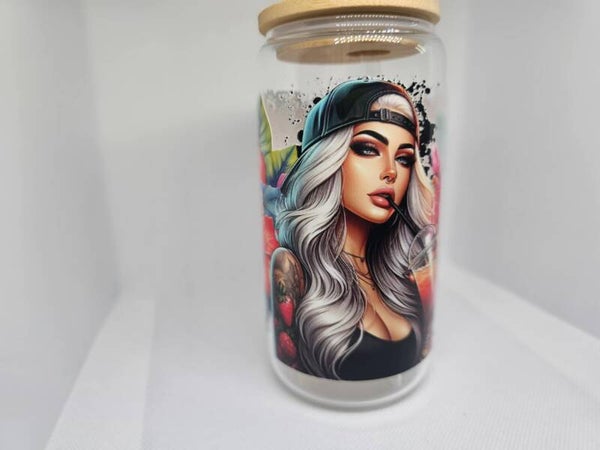 16oz Sassy Woman Tumbler with Hibiscus Flowers – Bold & Beautiful Drinkware