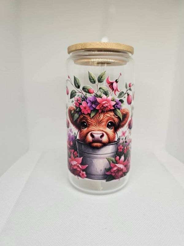 16oz Baby Highland Cow Floral Tumbler – Country Charm Drinkware