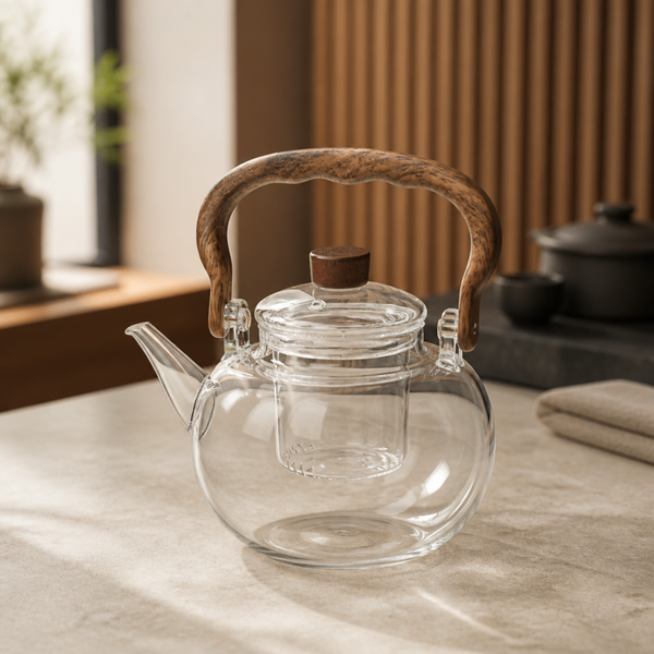 Teekanne mit herausnehmbaren Filter – 1 L aus hitzebeständigen Glas