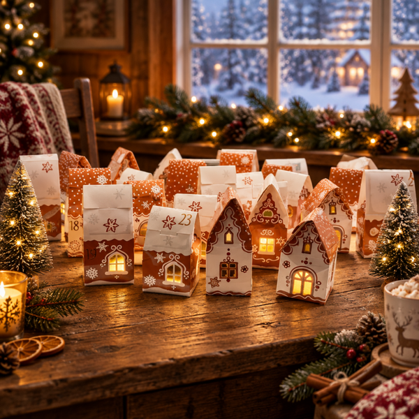 Wichtel-Weihnachtskalender mit 2 beleuchteten Wichteln