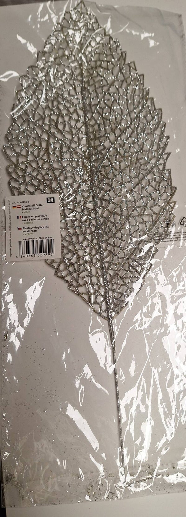 Kunststoff Glitter Blatt mit Stiel
