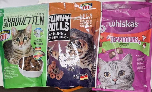 Katzen Snack Mix Rind & Käse, Huhn & Lebergeschmack und Kroketten