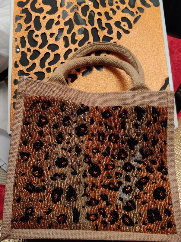 LEOPARD PRINT BEADED TOTE