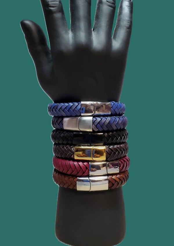 8-STRAND LEATHER BRAIDED BRACELET