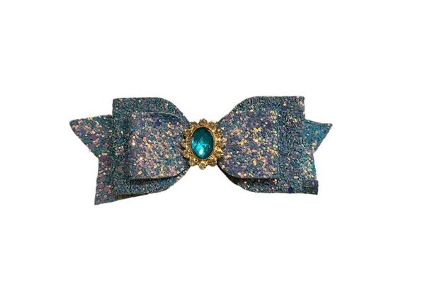 Haarclip glitter blauw met steen