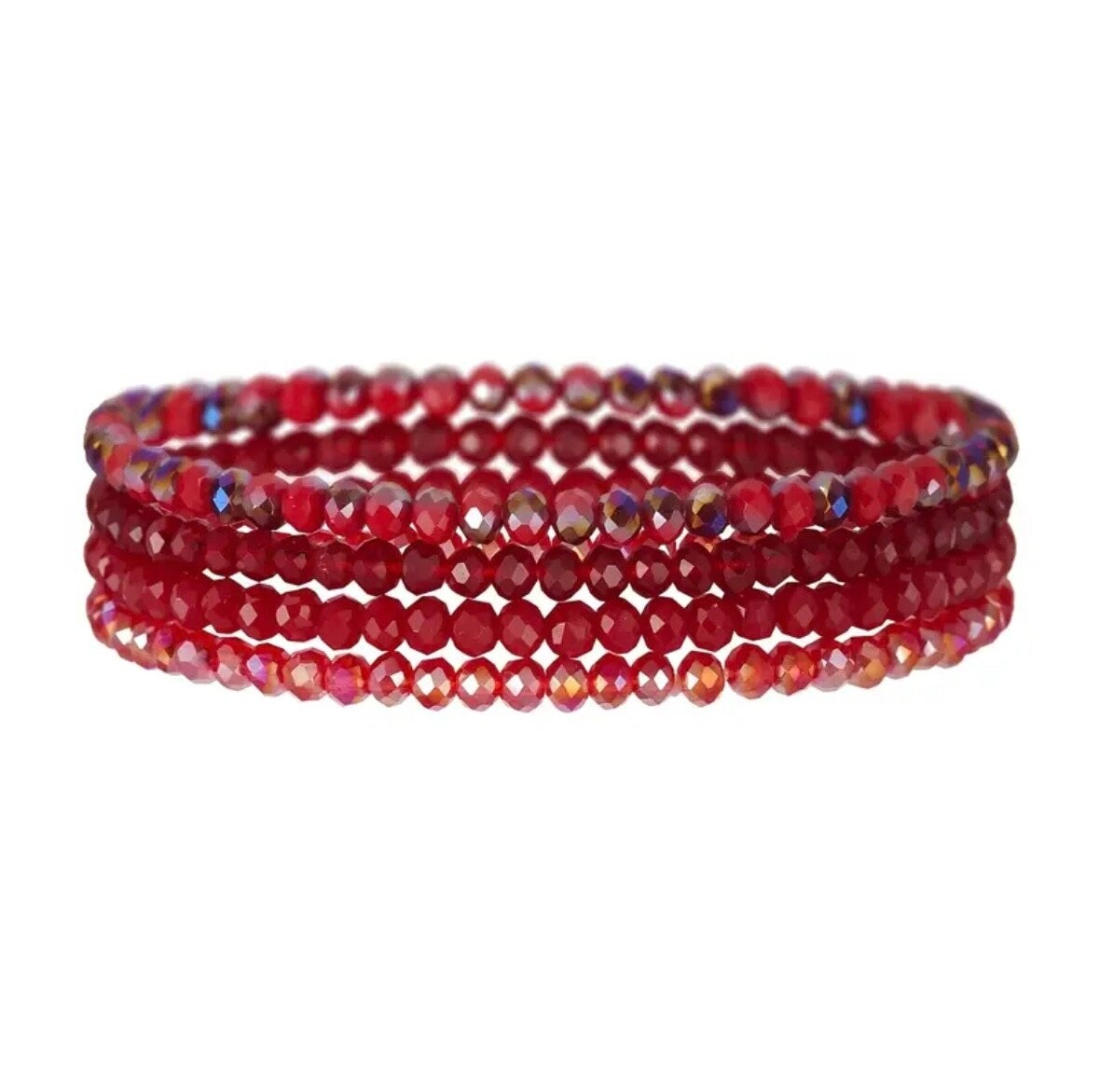 Set van 4 armbanden (glaskralen) rood