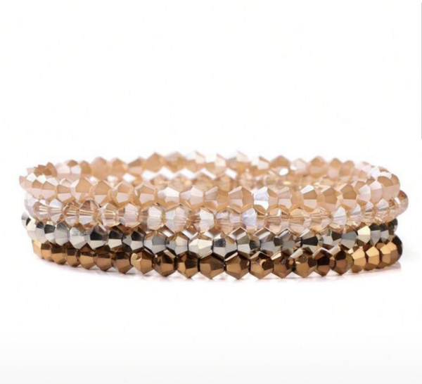 Set van 4 armanden (glaskralen)  Bruin/beige