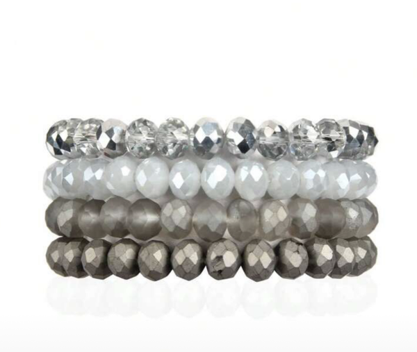 Set van 4 armanden (glaskralen) grijs
