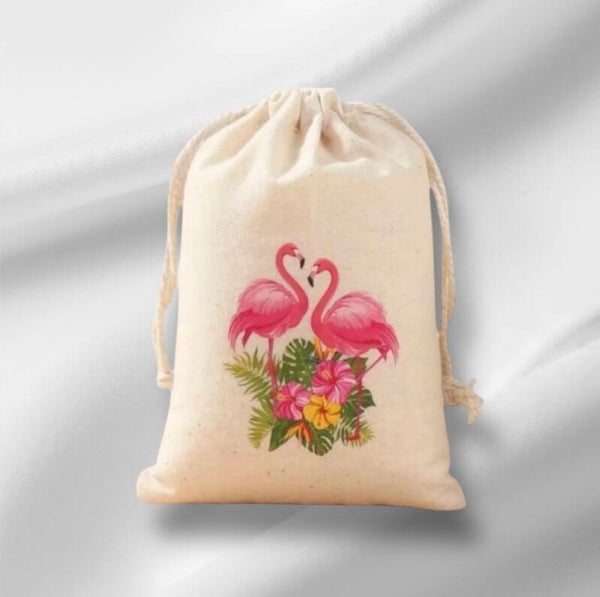 Jute cadeauzakjes flamingo