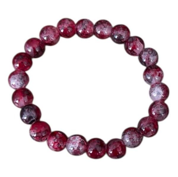 Kralen armband rood gemarmerd