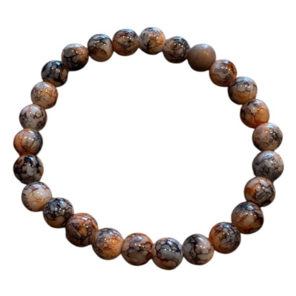 Kralen armband zalm/grijs gemarmerd