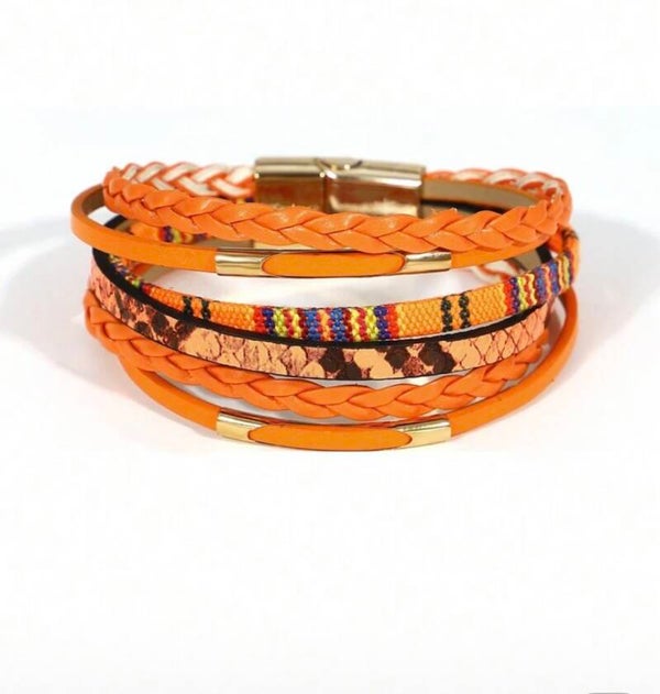 Lederen armband oranje