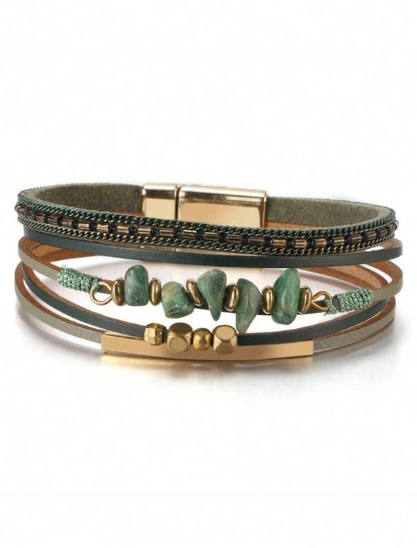 Lederen armband donkergroen