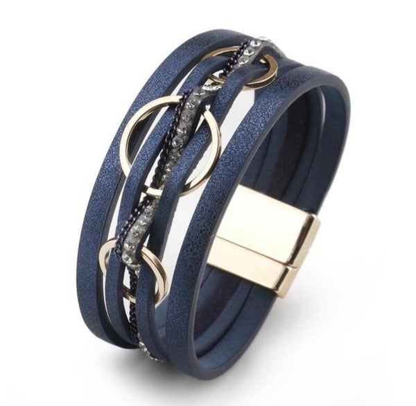 Lederen armband blauw