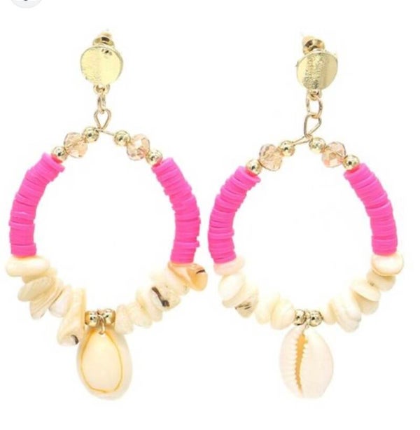 Oorbellen met schelp/ roze goud