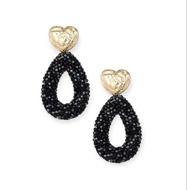 Oorbellen kraaltjes ovaal - zwart