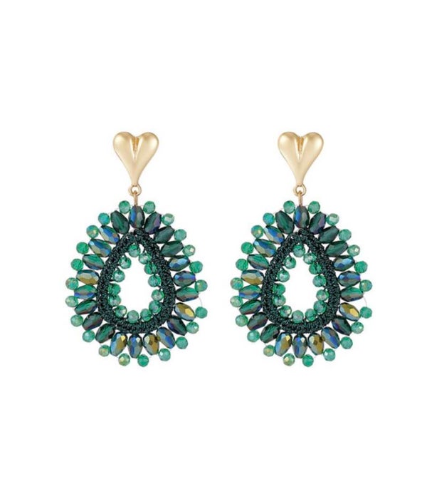 oorbellen kralen hartje goud/groen