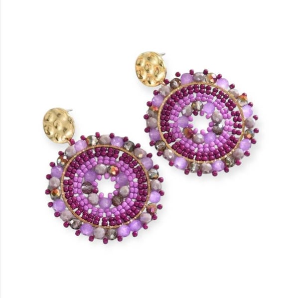 Oorbellen met Kralen - Crystal Beads - Paars