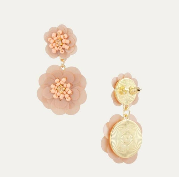 Oorbellen bloemen-zalm