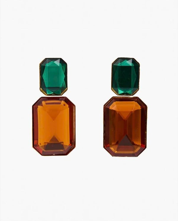 Oorbellen steen bruin/groen