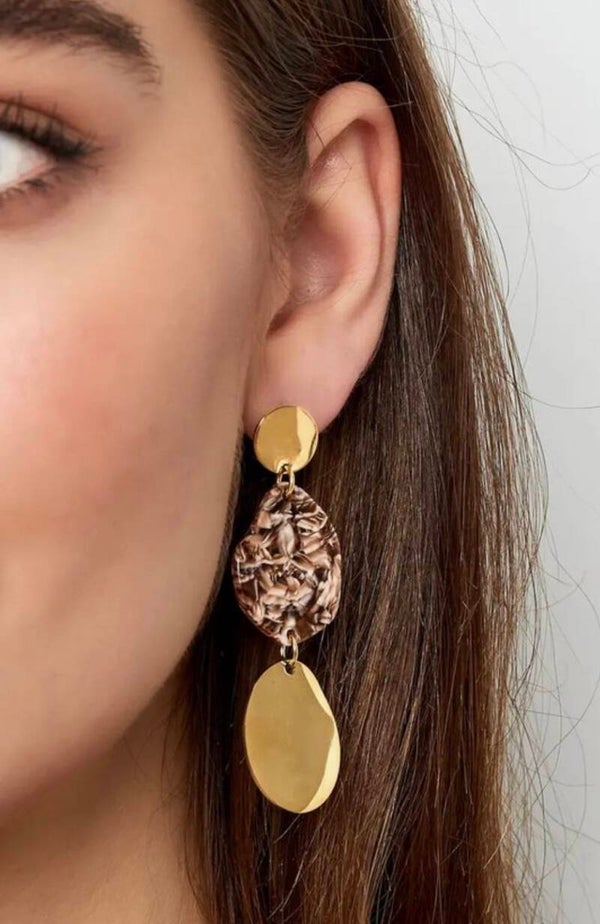 Oorbellen bruin/goud