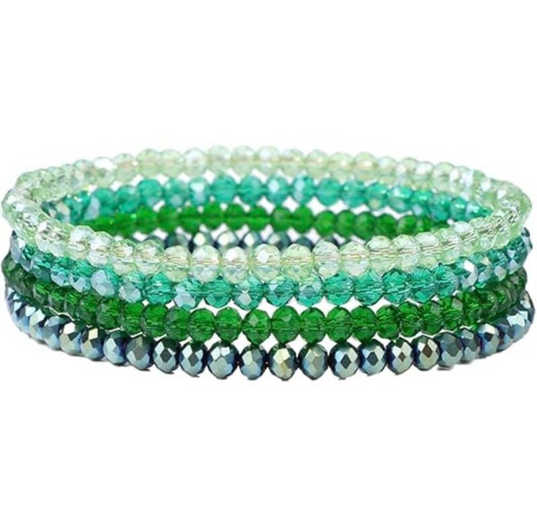 Set van 4 armbanden (glaskralen) groen