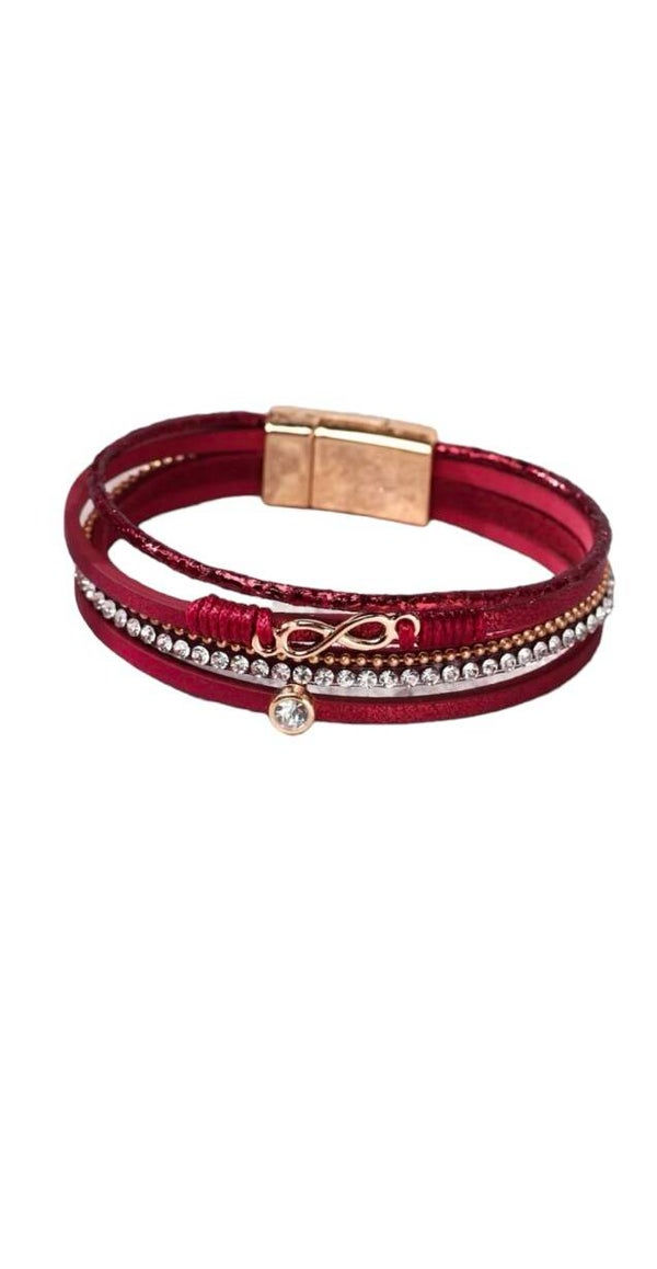 Lederen armband (rood)