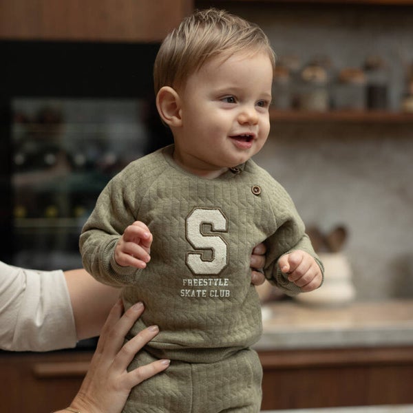 Dirkje jongens set groen sweater & joggingbroek (Maat 80)