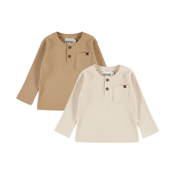 Dirkje jongens set longsleeve bruin & off white (Maat 62)