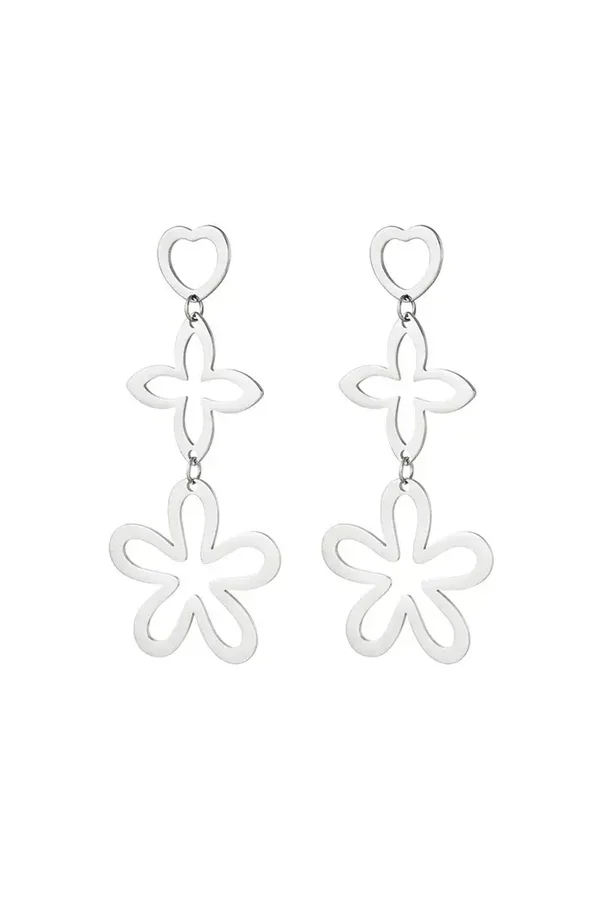 Statement oorbellen drie bedeltjes Zilver