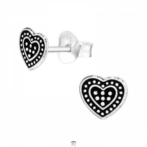 Oorbellen hart (zilver 925)