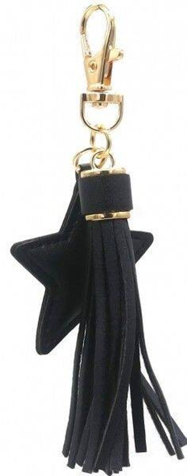 Sleutelhanger - Ster en Kwastje - Lengte 8 cm - Zwart